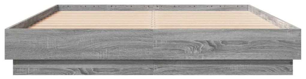 Estrutura de cama com luzes LED 140x200 cm cinzento sonoma
