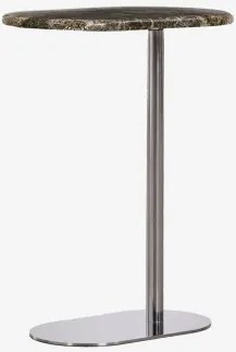 Mesa Auxiliar Para Jardim Oval 45x25 Cm Em Aço Inoxidável E Mármore Lumair Mármore Verde Forest & Aço Inoxidável Brilhante - Sklum