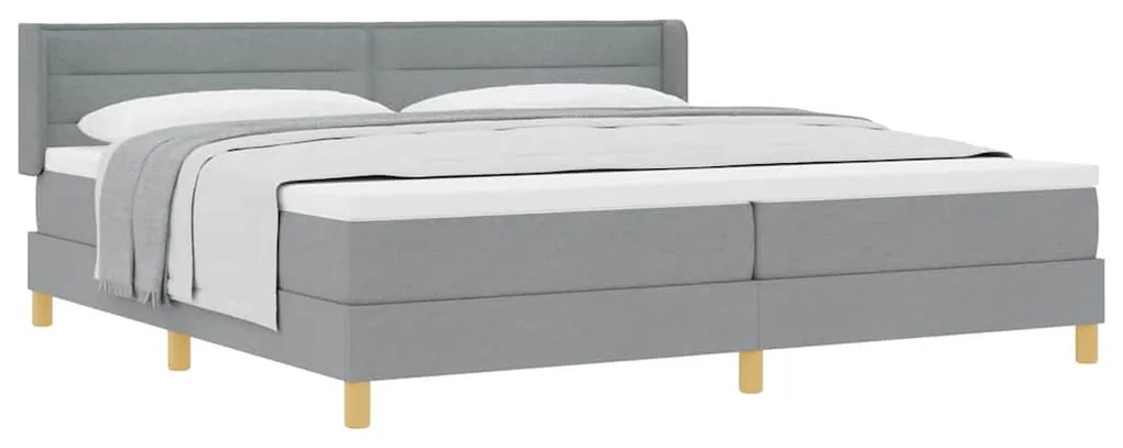 Cama Box com Colchão Cinza Claro - 200 x 200 cm, Têxtil.