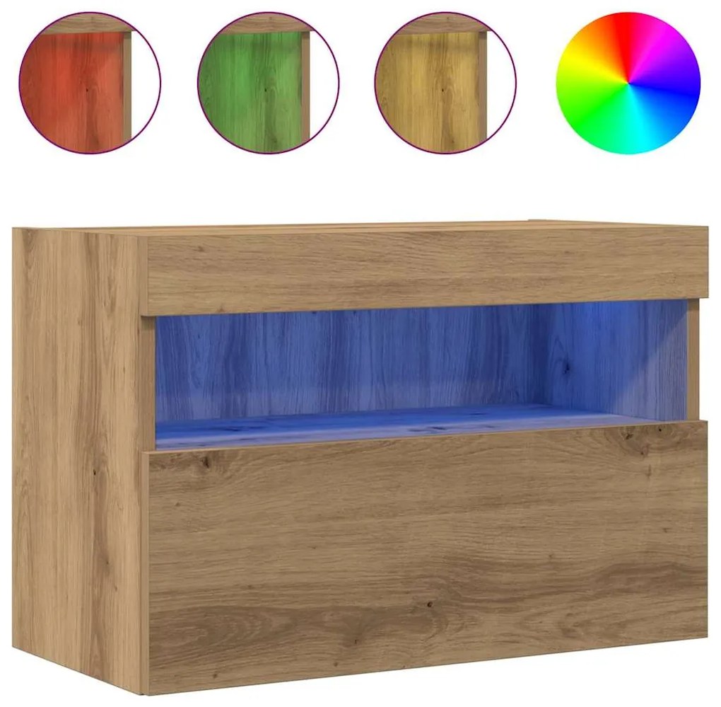 Armários de TV vidaXL com luzes LED 2 pcs Carvalho Artisan 60x30x40 cm