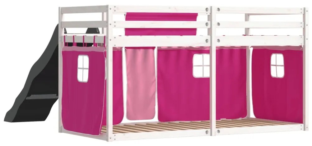 Beliche com escorrega e cortinas 80x200 cm rosa