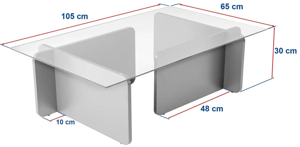 Mesa de Café Flavio - Branco Madeira - 105x30x65 cm