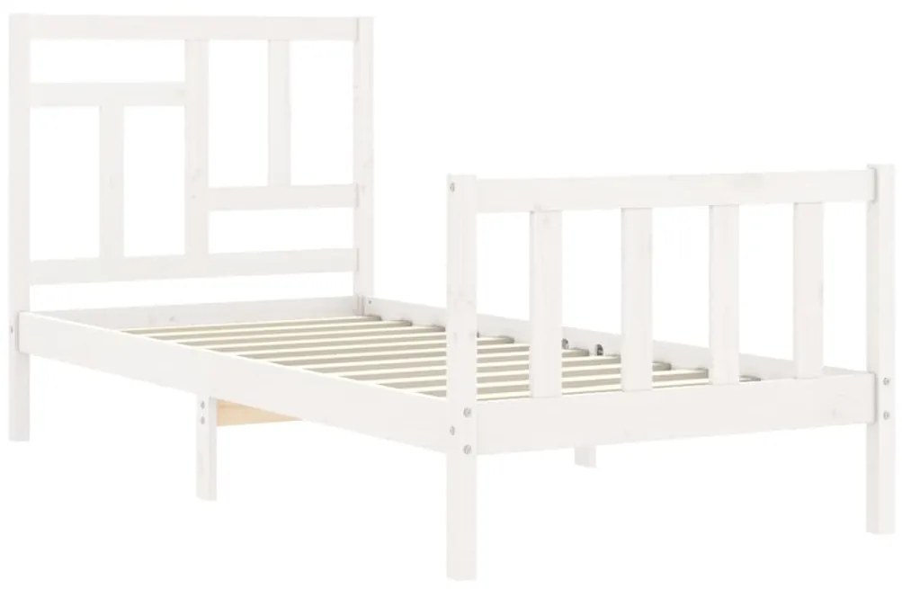 Cama sem colchão 90x200 cm madeira de pinho maciça branco