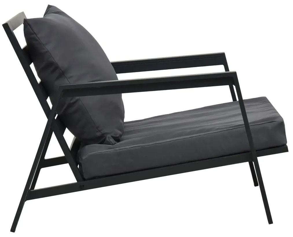 5 pcs conjunto lounge jardim + almofadões alumínio cinza-escuro