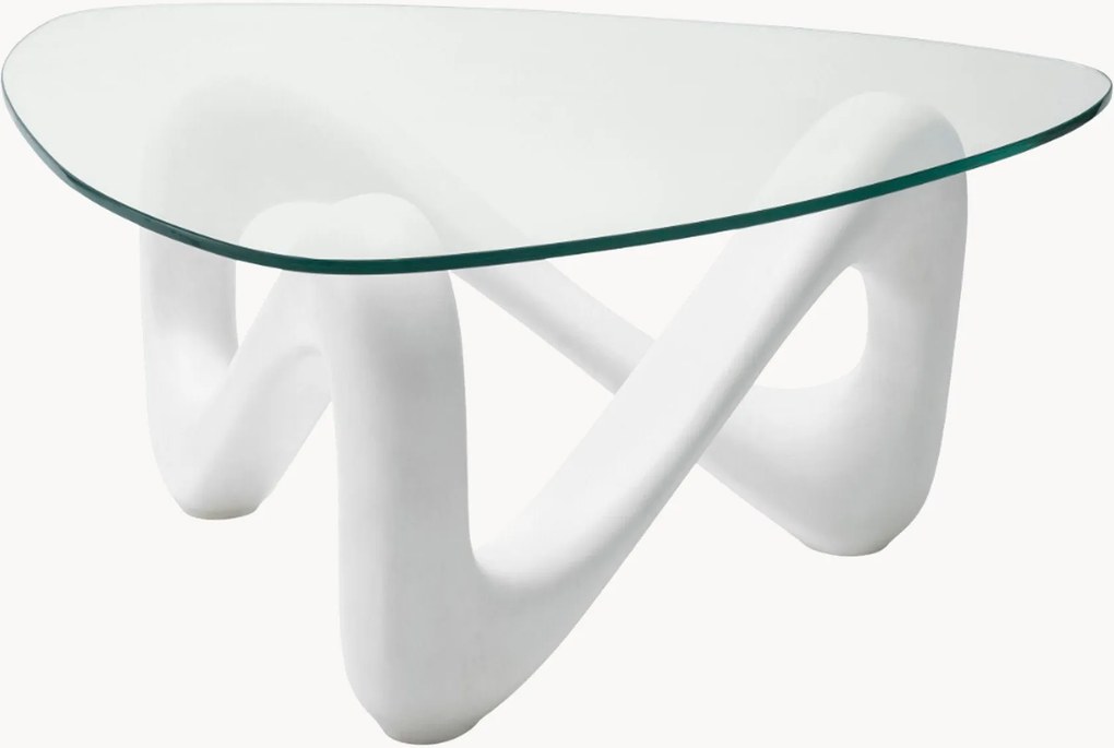 Mesa de centro triangular com tampo de vidro Aventura