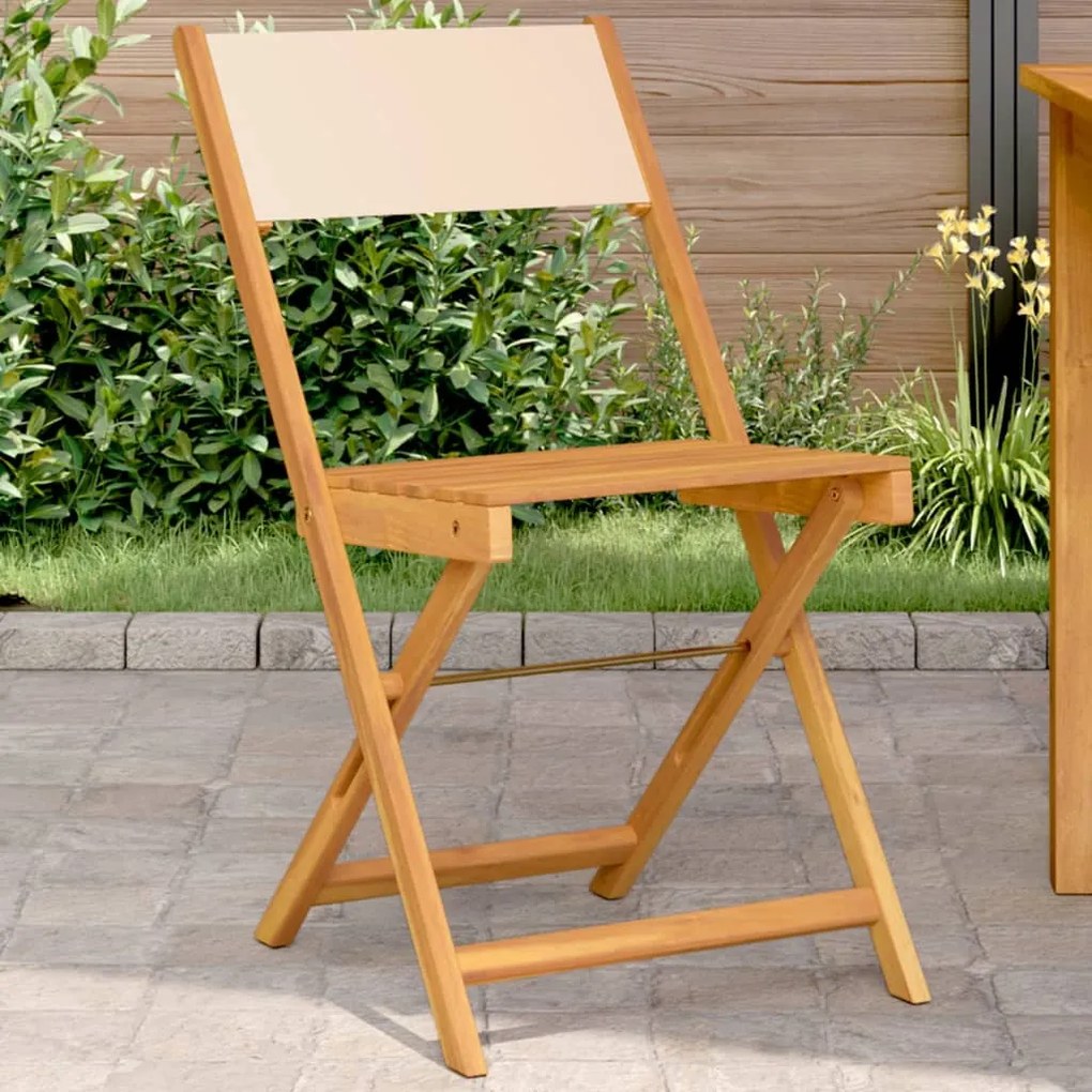 vidaXL Cadeiras de bistrô 2 pcs madeira de acácia maciça/tecido bege