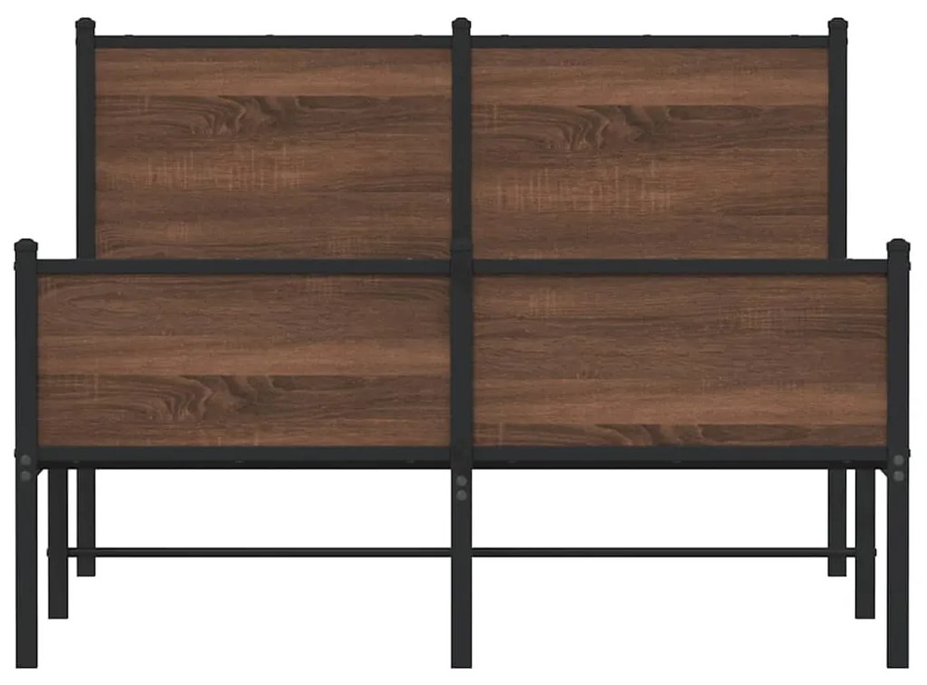 Estrutura de cama sem colchão 120x200cm metal carvalho castanho
