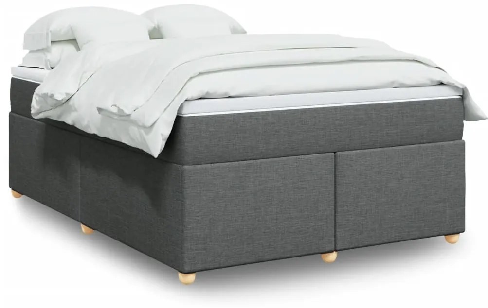 vidaXL Cama com molas/colchão 160x200 cm tecido cinzento-escuro