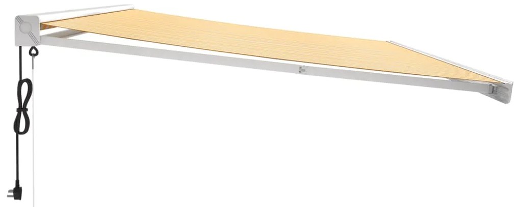 Toldo retrátil 5x3 m tecido e alumínio amarelo e branco