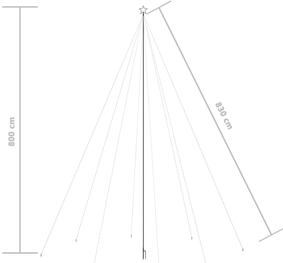 Iluminação p/ árvore de Natal int/ext 1300 LEDs 8 m branco frio