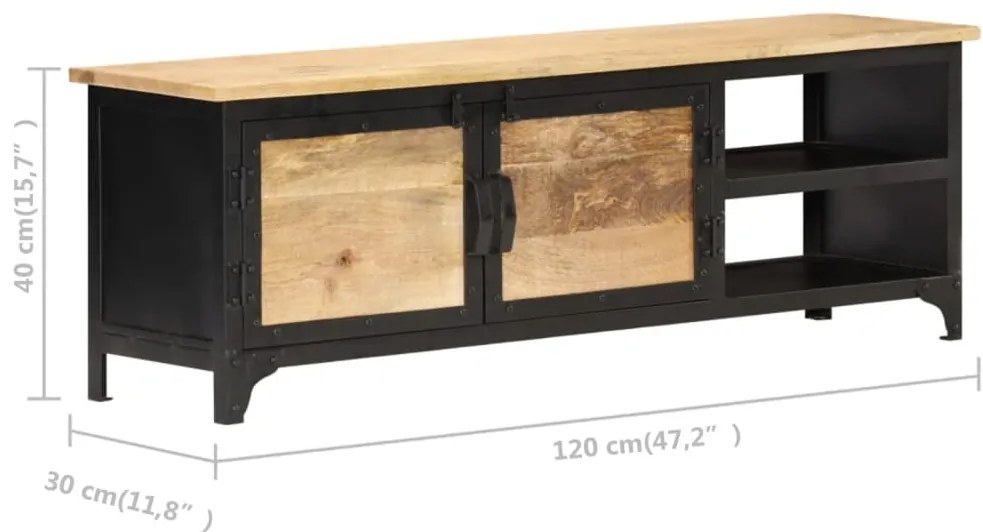 Móvel de TV 120x30x40 cm madeira de mangueira maciça