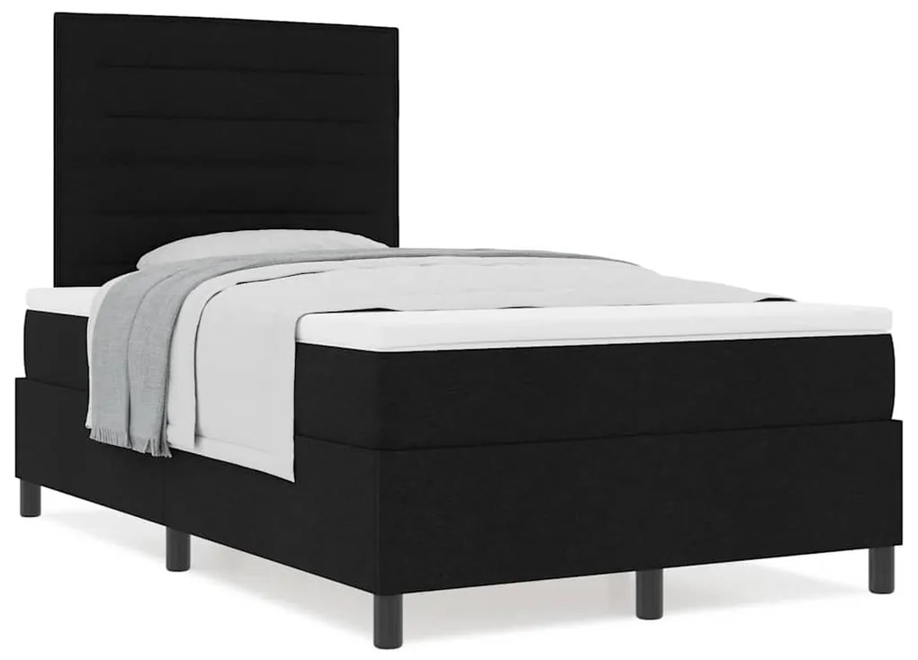 Cama Box com Colchão Preta Pequena Cama de Casal Tecido