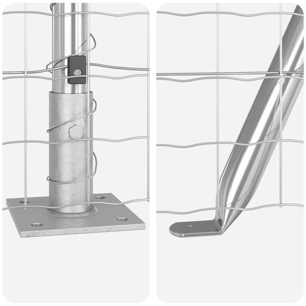 Cerca Euro com 13 Postes Flangeados 0.4x25 m de Aço Galvanizado