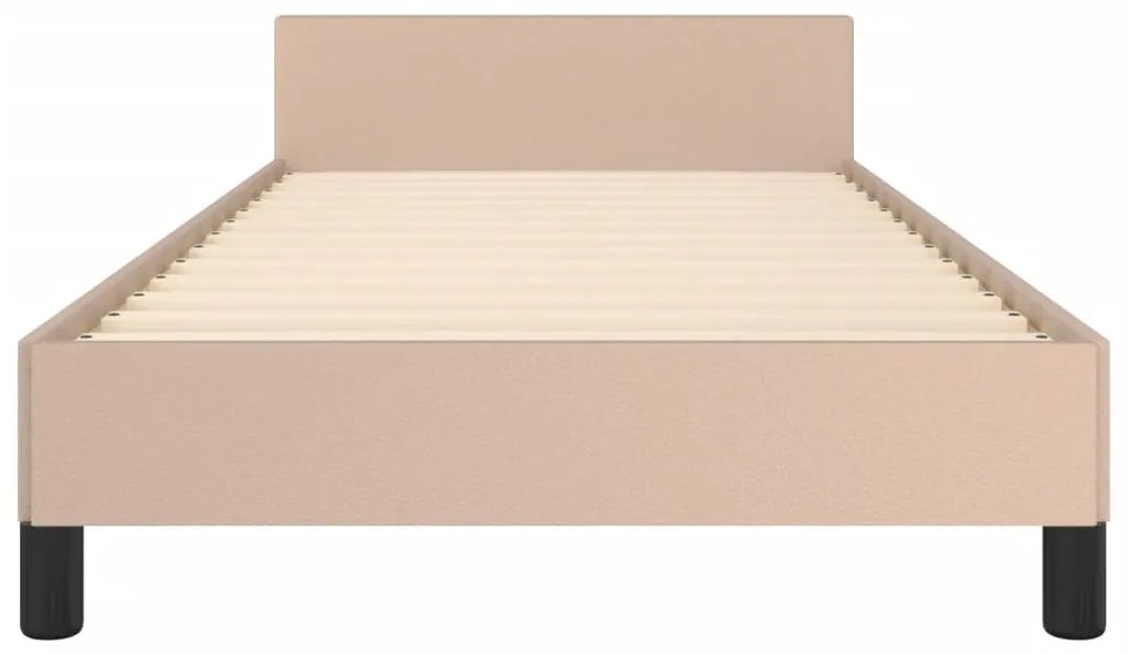 Estrutura cama c/ cabeceira couro artif. 90x190 cm cappuccino