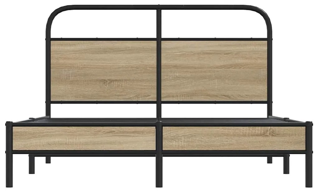 Estrutura de cama s/ colchão derivados madeira carvalho fumado