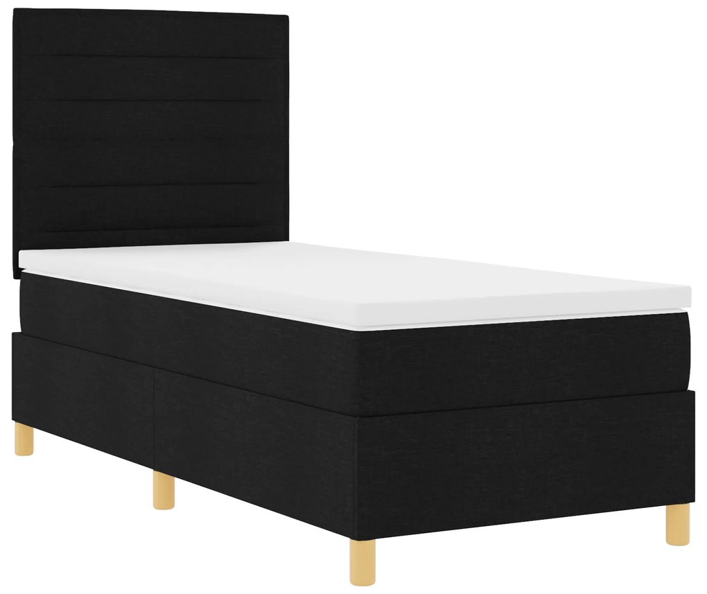 Cama Box com Colchão Preta 90x200 cm Tecido