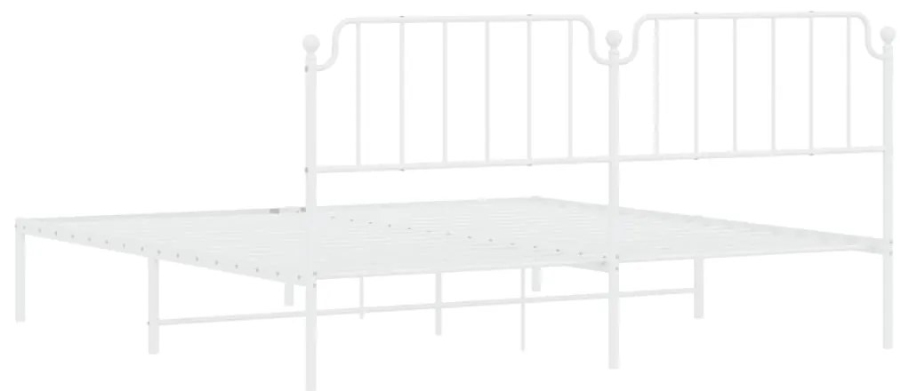 Estrutura de cama com cabeceira 200x200 cm metal branco