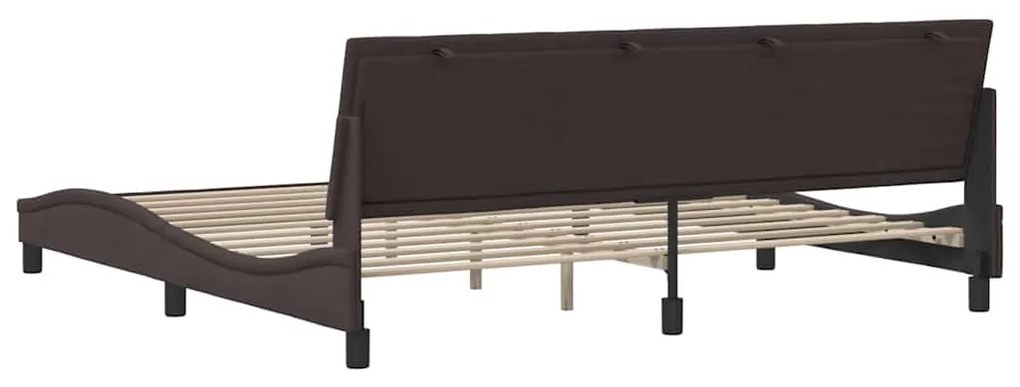 Estrutura de cama sem colchão 200x200 cm tecido castanho-escuro