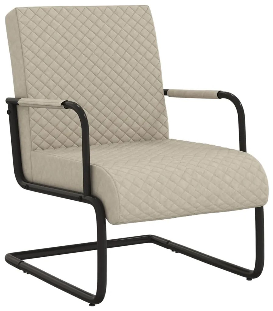 325785 vidaXL Cadeira cantilever em couro artificial cinzento-claro