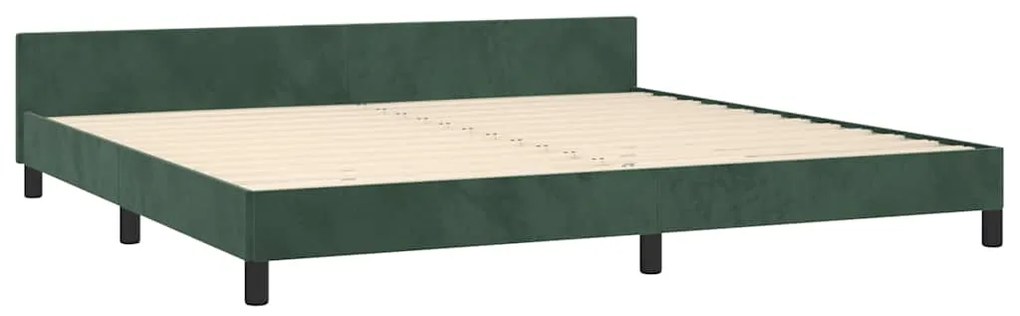 Estrutura de cama sem colchão 200x200 cm veludo verde-escuro