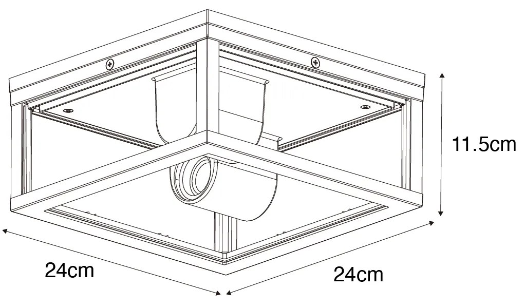 Candeeiro de teto preto com vidro fumê 2 luzes IP44 - Charlois Moderno