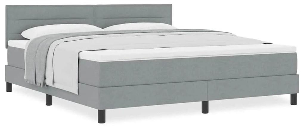 Cama Box com Colchão Cinza Claro 180x200 cm Tecido