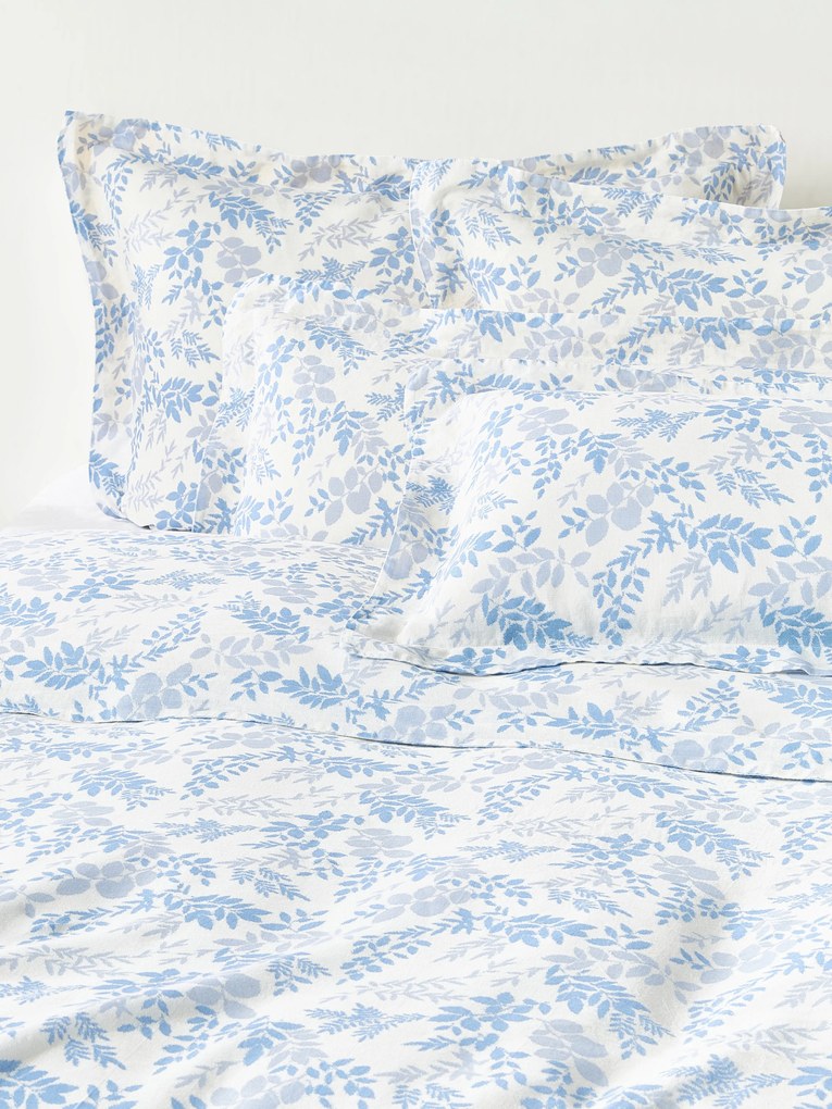 Capa de edredão em mistura de linho e algodão com padrão de folhas Pola