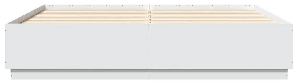 Estrutura cama c/ luzes LED 200x200cm derivados madeira branco