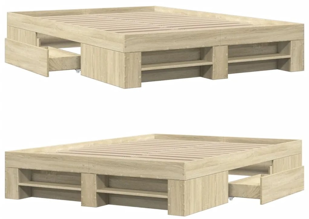 Estrutura cama s/ colchão derivados de madeira carvalho sonoma