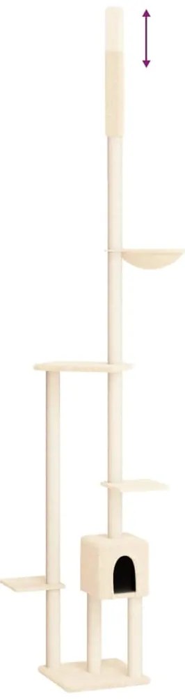 Árvore p/ gatos altura ajustável chão-teto 258,5-284,5 cm creme