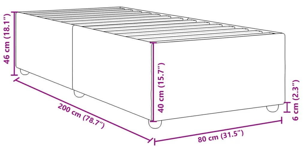 Estrutura de cama sem colchão 80x200 cm tecido cinzento-claro
