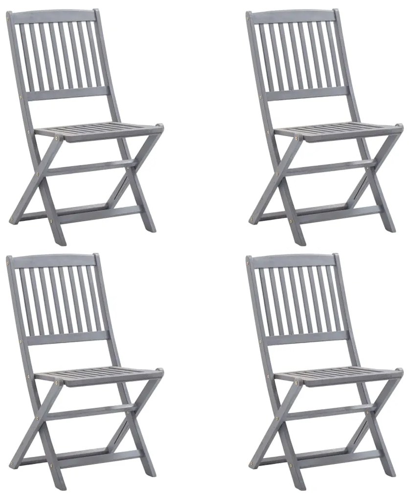 5 pcs conjunto de jantar jardim madeira acácia maciça cinzento