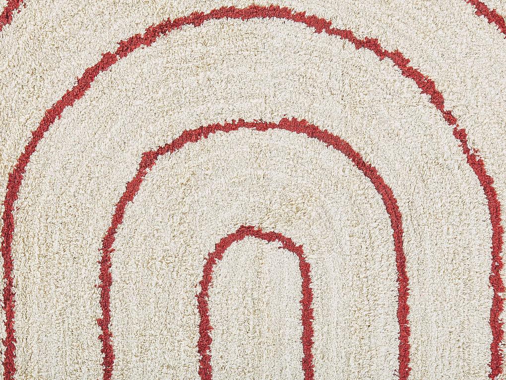 Tapete de algodão creme e vermelho 140 x 200 cm TIRUPATI Beliani