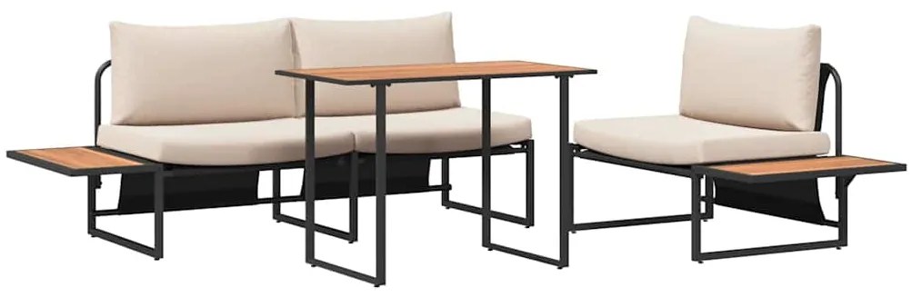 Conjunto de Jantar de Jardim de 3 Peças com Almofadas em Taupe