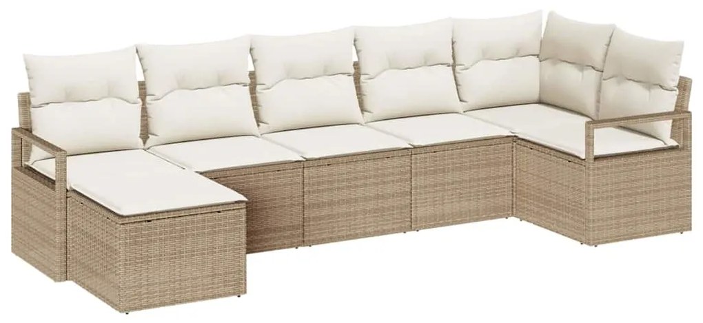 Conjunto de Sofás de Jardim de 7 Peças da com Almofadas em Polirattan