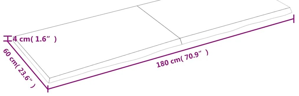 Prateleira de parede 180x60x(2-4)cm carvalho maciço não tratado