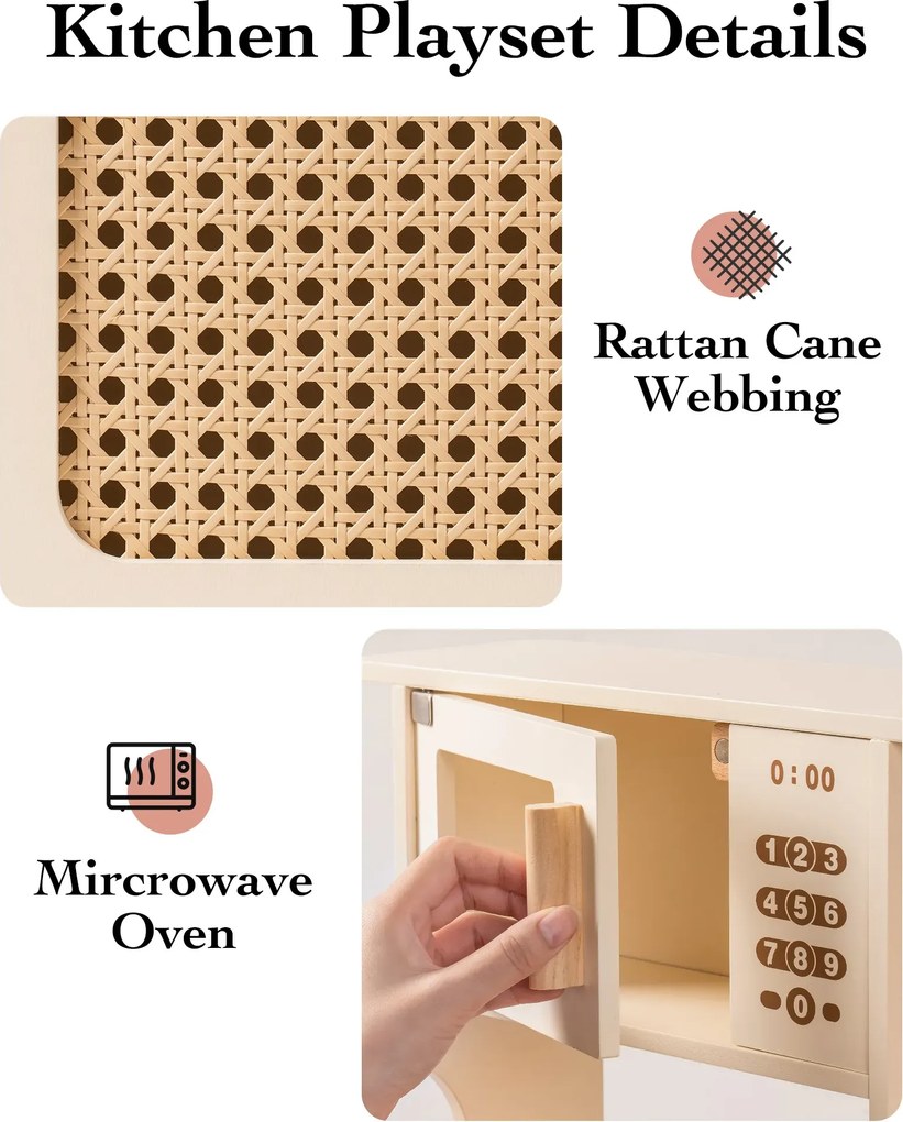 Cozinha Infantil de Madeira 74 x 56 x 30 cm Mocha Montessori