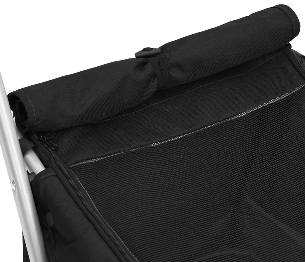 Carrinho dobrável para cães 100x49x96 cm tecido linho preto