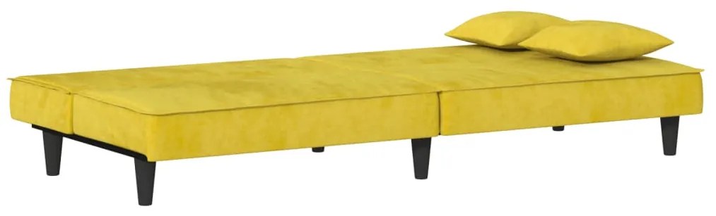 Sofá-cama veludo amarelo