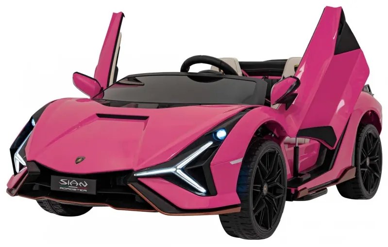 Carro elétrico para Crianças 2 Lugares Lamborghini SIAN 24V 4x4 Rodas Espuma EVA, Assento couro ecológico Rosa