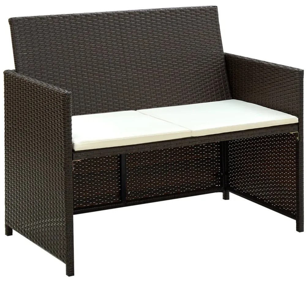Conjunto de sofá para jardim 8 pcs vime PE castanho