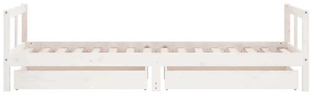 Estrutura cama infantil c/ gavetas 80x200cm pinho maciço branco