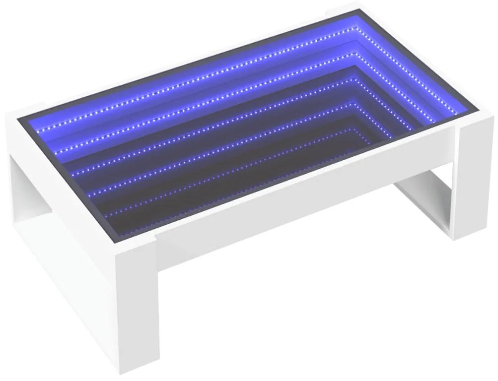 Mesa de centro luzes LED Infinity 90x53x30 cm branco