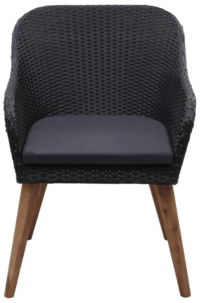 3 pcs conjunto de jantar para jardim preto