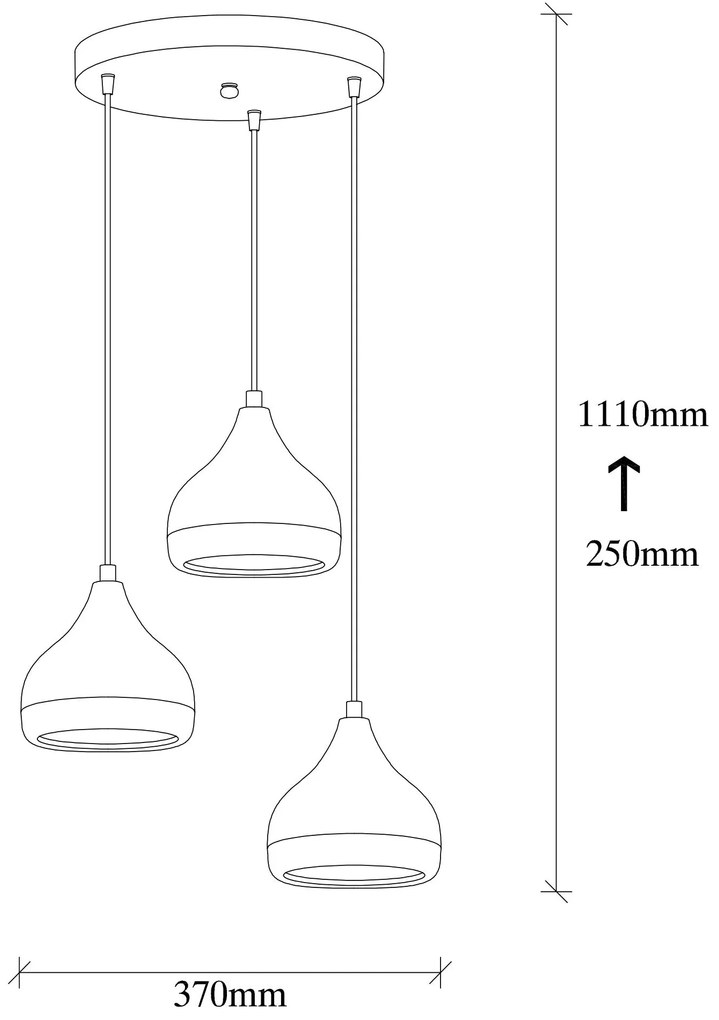 Candeeiro de Teto Yildo – Preto Cobre – Diâmetro 37 cm, Altura 111 cm