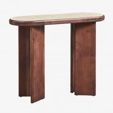 Consola De Entrada 100x40 Cm Em Madeira De Acácia E Azulejos Aitana Tapioca Bege - Castanho-acácia Escuro - Sklum