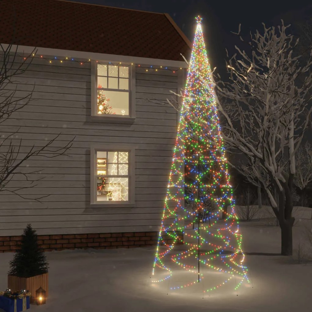 vidaXL Árvore de Natal com espigão 3000 luzes LED 800 cm colorido