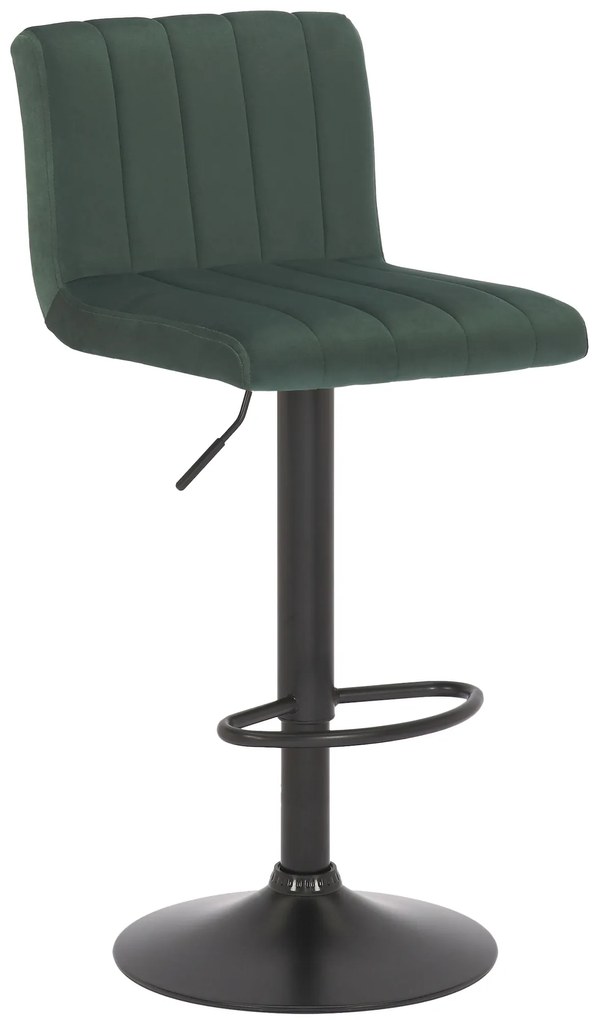 Banco de bar Jamie em veludo e com estrutura preta 41 x 87-107 x 49 cm Verde