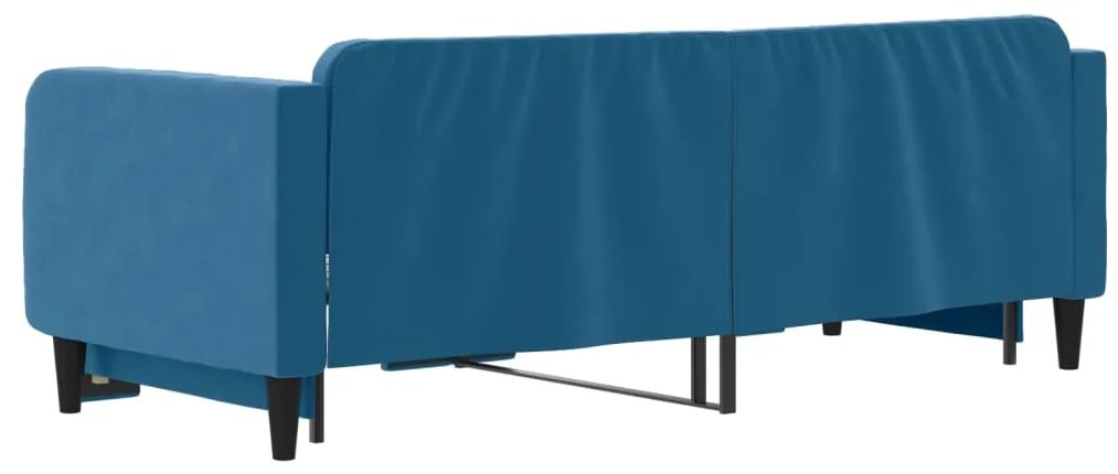 Sofá-cama com gavetão 90x200 cm veludo azul