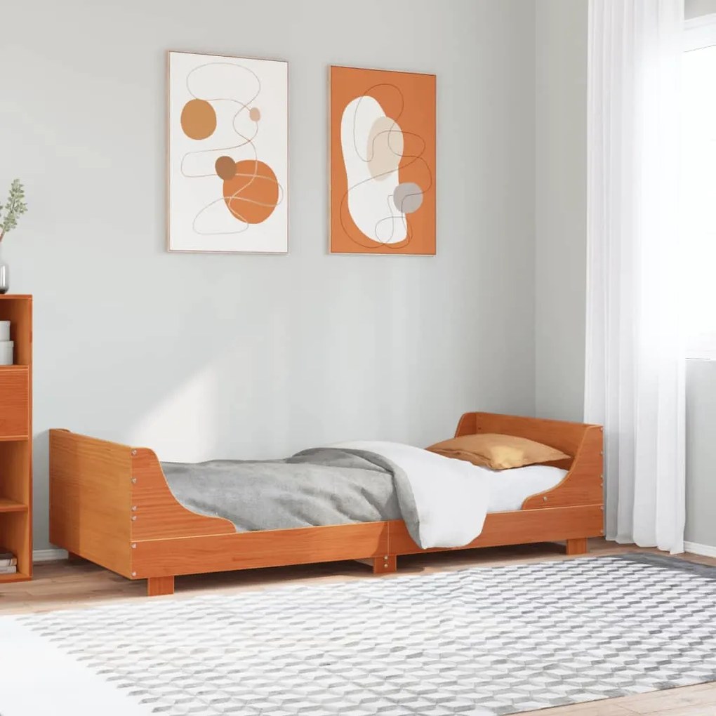 Cama sem colchão 90x190 cm madeira de pinho maciça castanho-mel